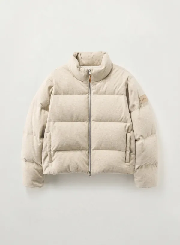 (W) Knit Puffer Duck Down Padding - Cream