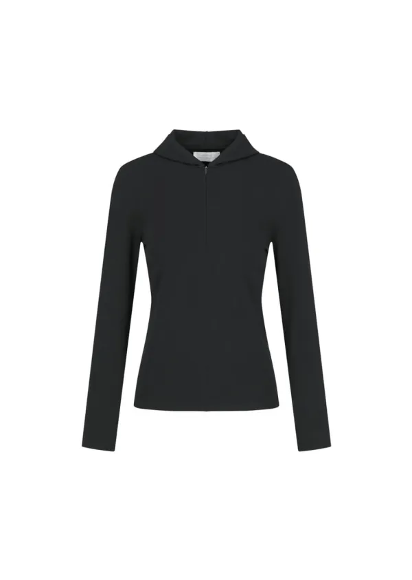 Half Zip-up Knit Hoodie, Black