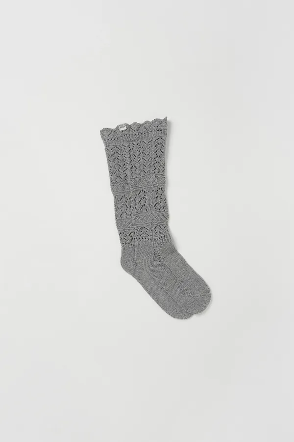 Crochet Knit Socks (gray)