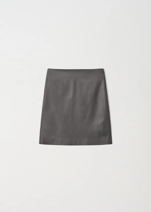Glossy Midi Skirt_Charcoal