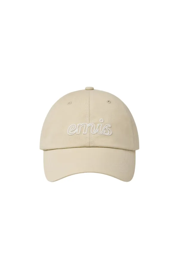 LETTERING LOGO WHITE STITCH BALL CAP-LIGHT BEIGE