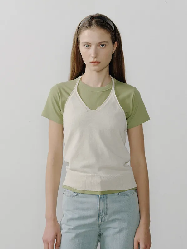 [한소진 착용] COOL COTTON HALTER KNIT VEST_2COLOR