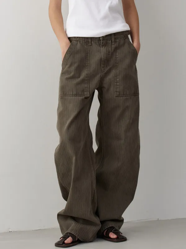 데님 라운드 워크 팬츠_khaki