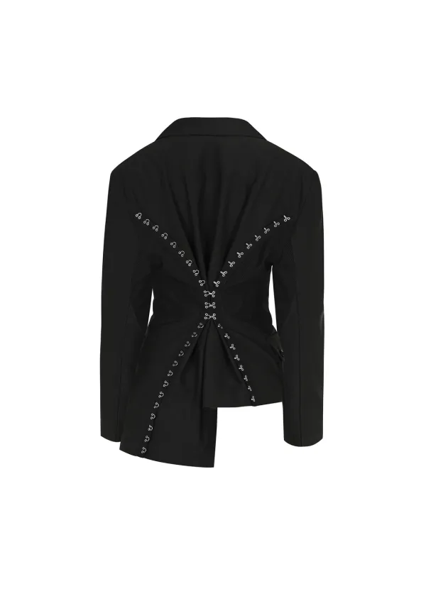 [2ND] TIED MESH BLAZER, BLACK