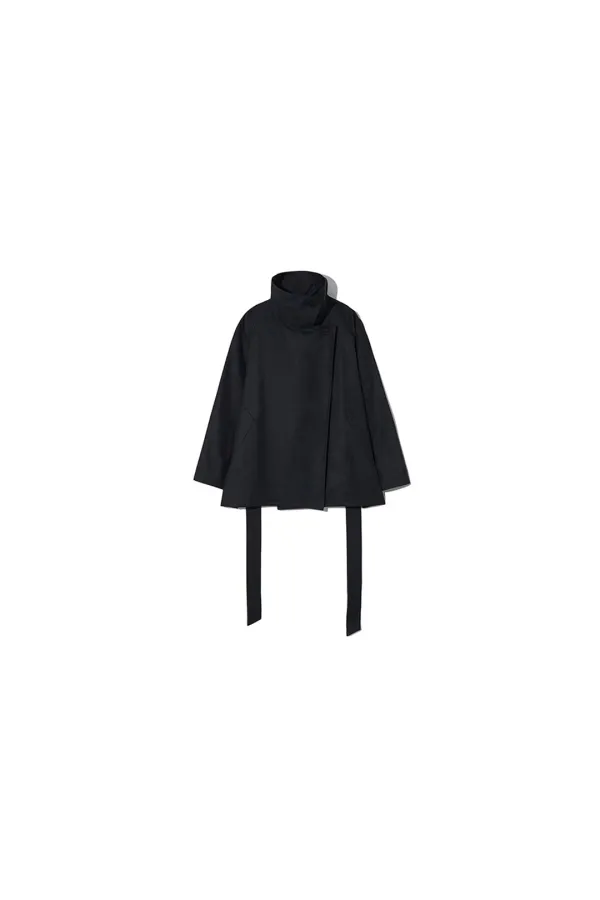 COTTON DRAPED FUNNEL NECK HALF TRENCH [NAVY] - LE17SEPTEMBRE