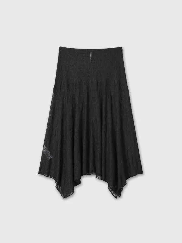 (W) LACE DRAPED SKIRT_ BLACK