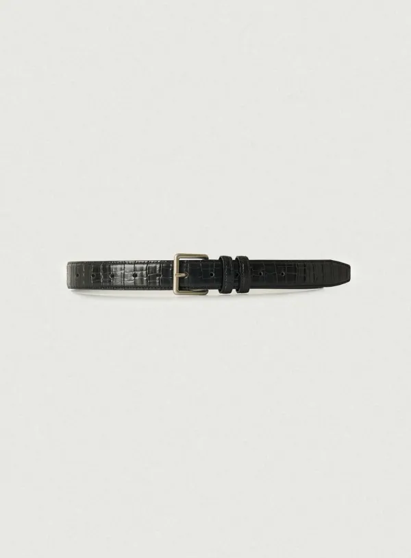 Square Bold Leather Belt_Black