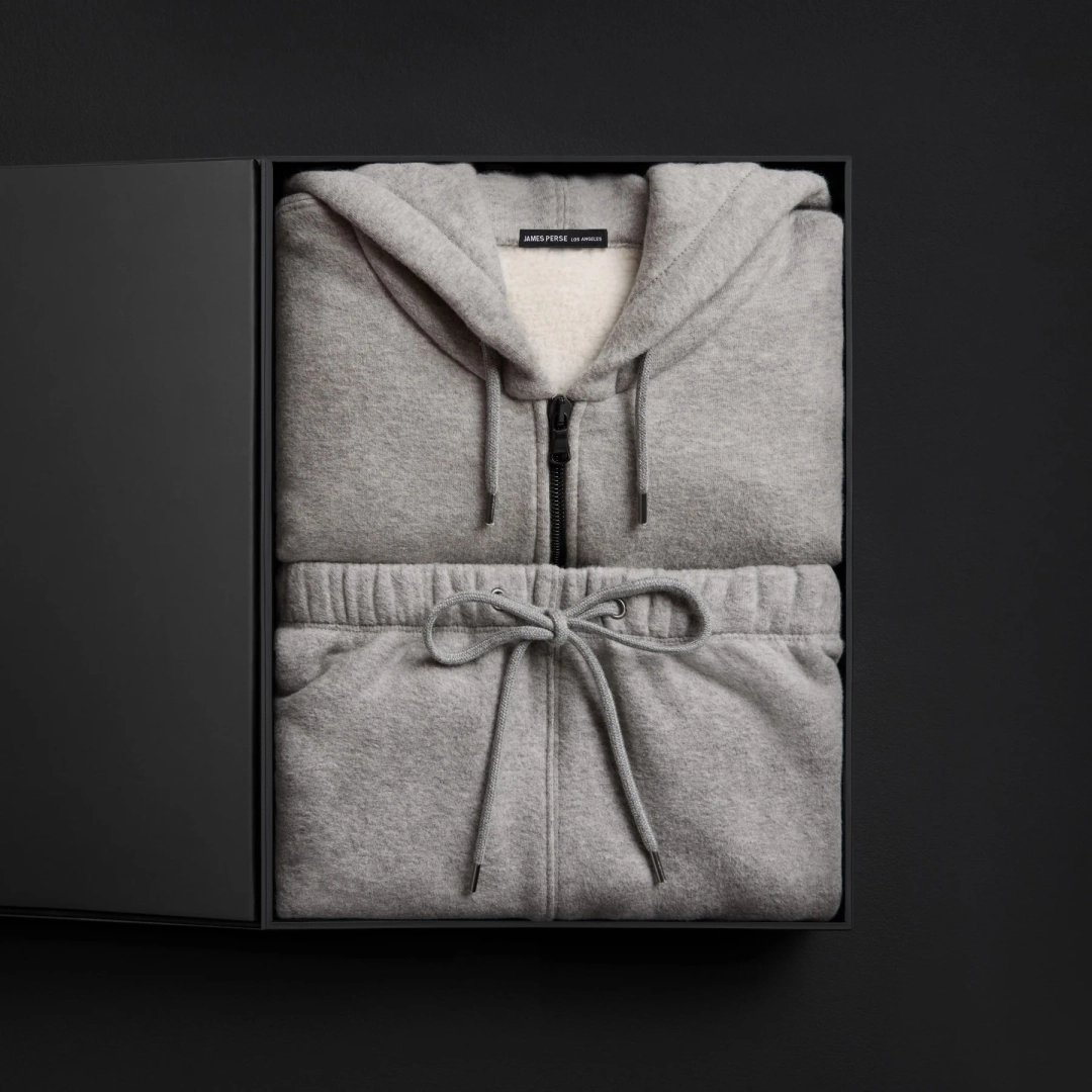 제임스펄스 Women's Cozy Fleece Zip Hoodie & Cozy Wide Leg Sweat Pant Gift Set - Heather Grey 상품 이미지 1