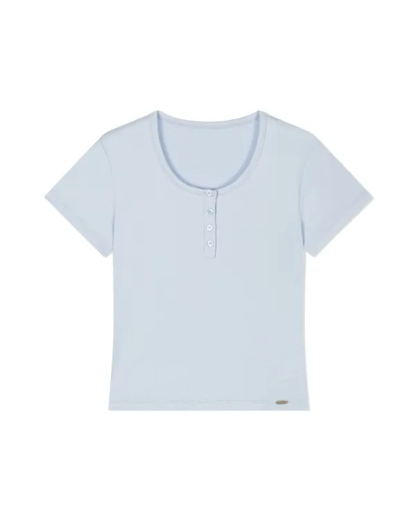 HENLEY NECK TOP (3color,2size)