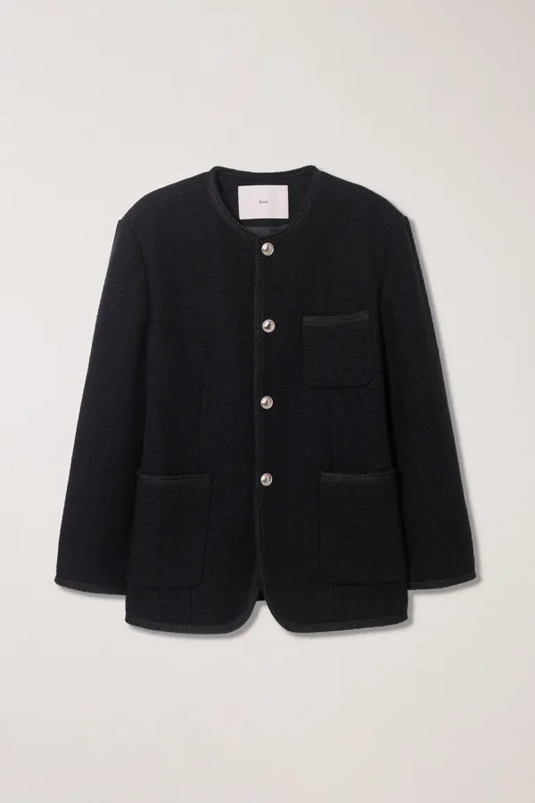 UNISEX COLLARLESS TWEED JACKET BLACK_UDJA6A109BK
