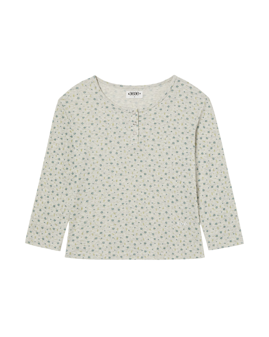 에이이에이이 FLOWER HENLEY NECK TEE [OATMEAL] 상품 이미지 1