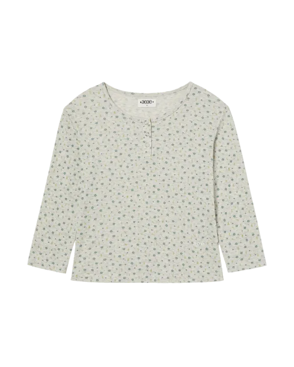 FLOWER HENLEY NECK TEE [OATMEAL]