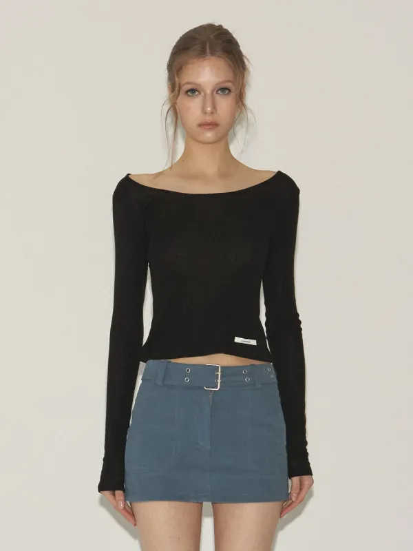 Wool Tencel Round Neck T-Shirt (Black)