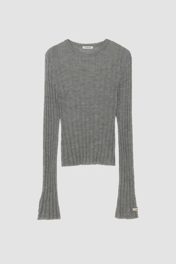 KID MOHAIR FLARED SLEEVE KNIT_GREY