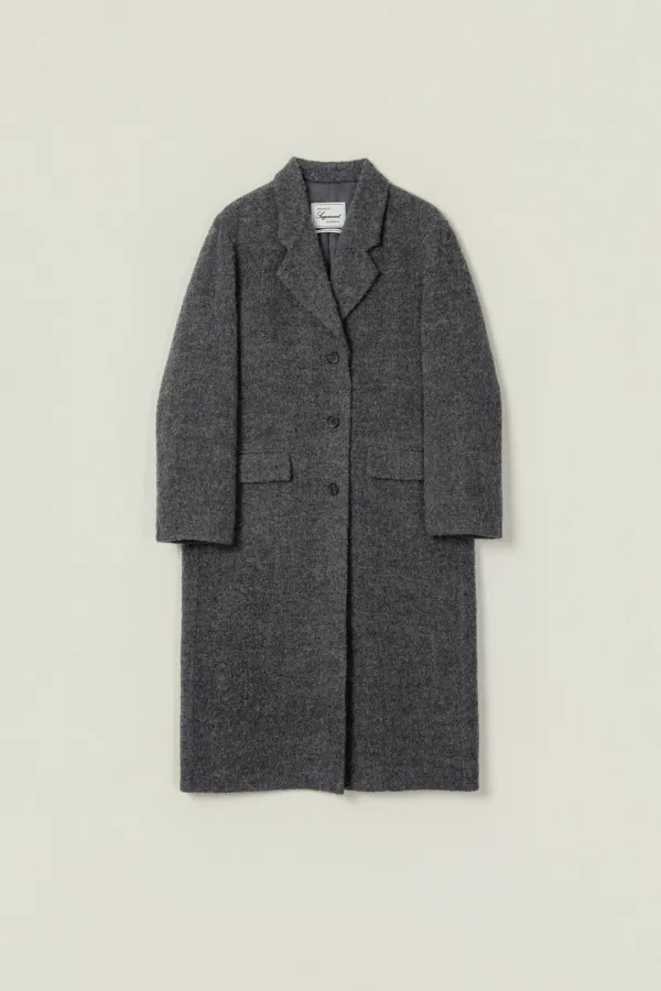 RUE HANDMADE ALPACA BOUCLE LONG COAT_CHARCOAL
