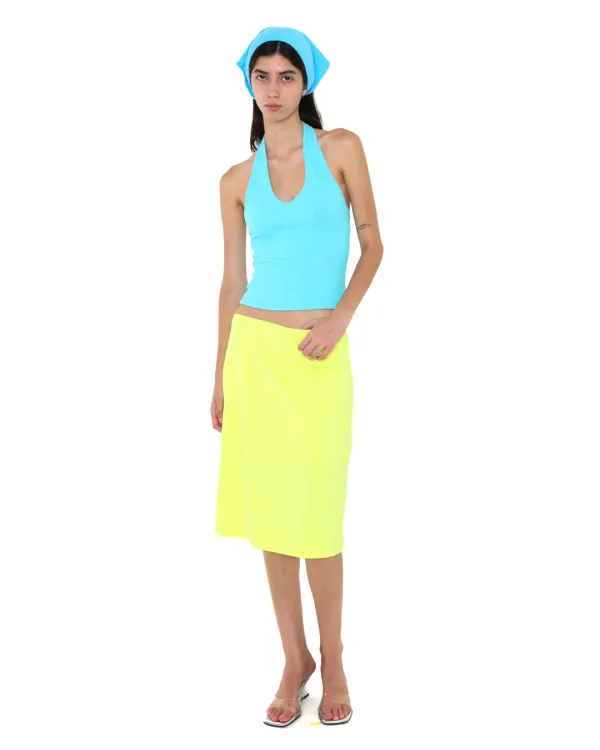 NEON MIDI SKIRT, YELLOW