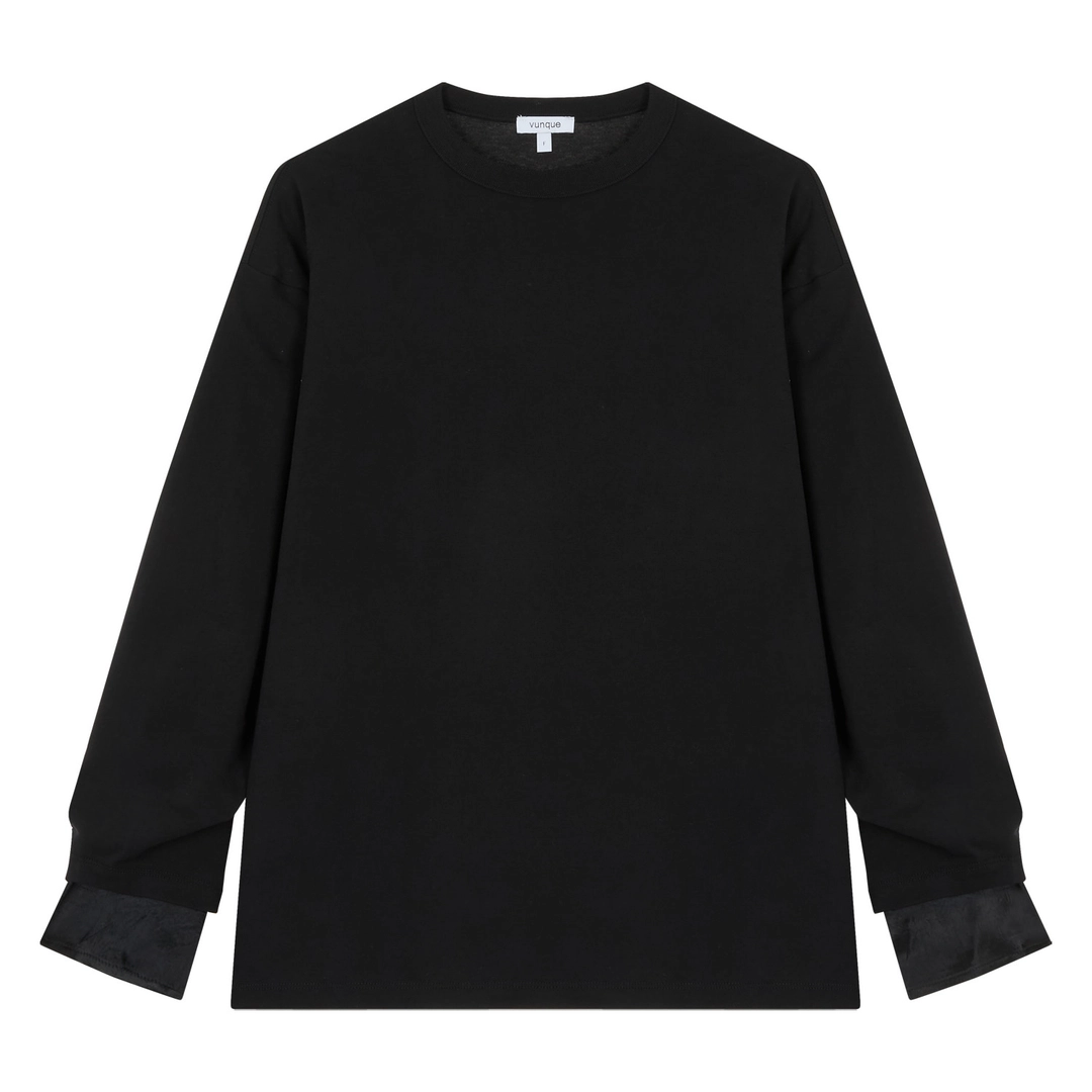 분크 En Haut Layered T-shirt (앙오 레이어드 티셔츠) Black 상품 이미지 2