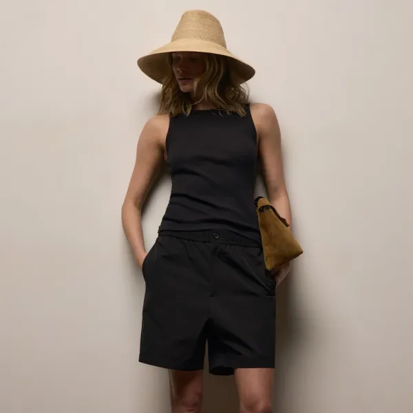 Italian Heavy Poplin Relaxed Short - Black