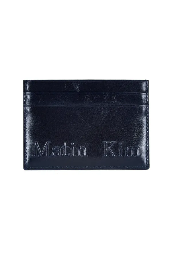 EMBOSSED LOGO CARD WALLET IN NAVY