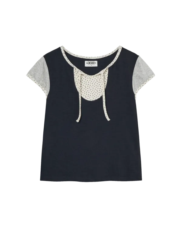 [6/11 예약발송] FLOWER BLOCK TEE [NAVY]