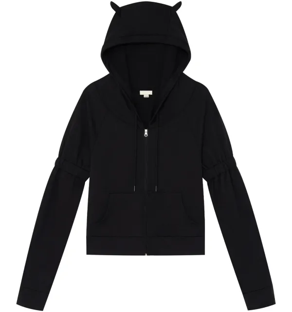 Ear zip hoodie (Black)