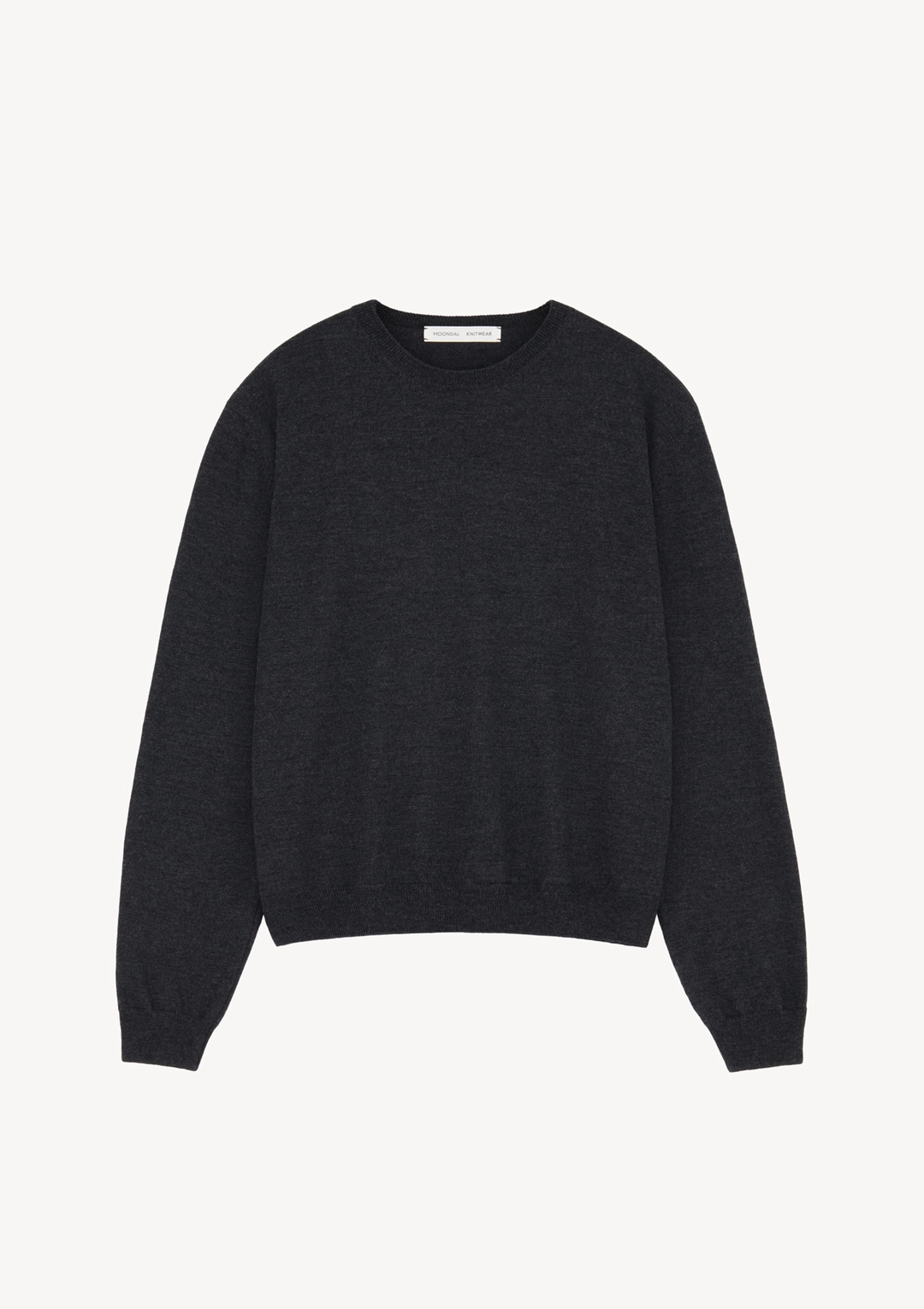 문달 Merino Classic R-Neck Knit in Charcoal 상품 이미지 1