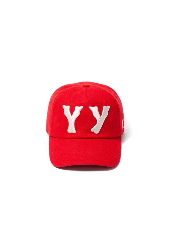 YY WOOL HEART BONE BALL CAP, RED