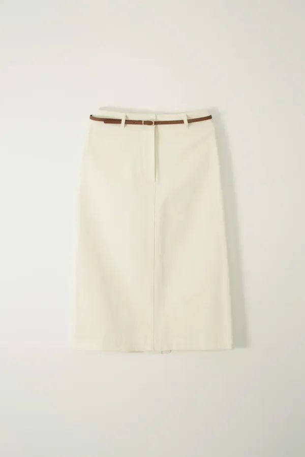 PEACH COTTON SKIRT (BELT SET)_CREAM  Sold Out