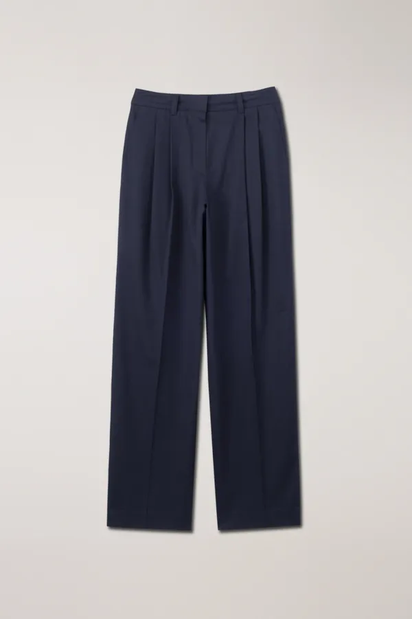 DOUBLE PLEATED CHINO SLACKS NAVY_UDPA6A224N2