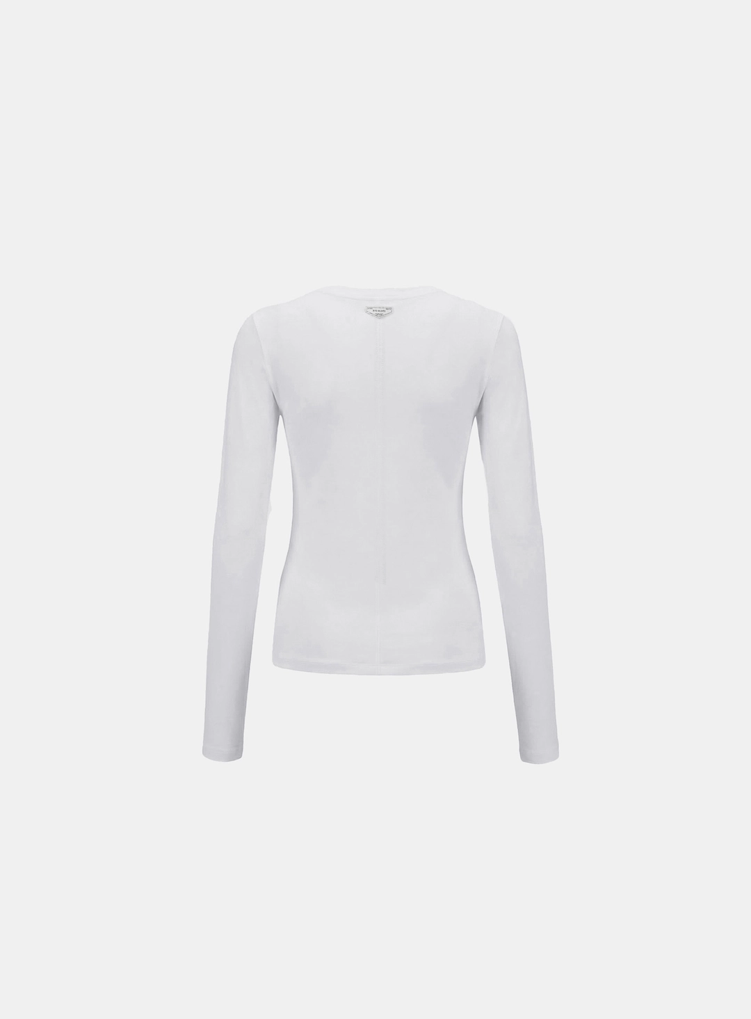 배드블러드 [w-tee26-057] Sleek Cotton Henley Neck Long Sleeve T-Shirt - White 상품 이미지 2