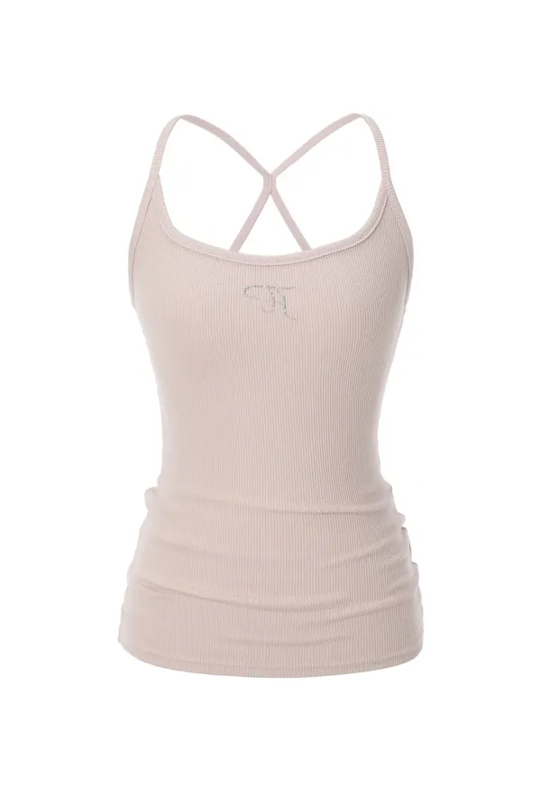 Jewel cross back tank top