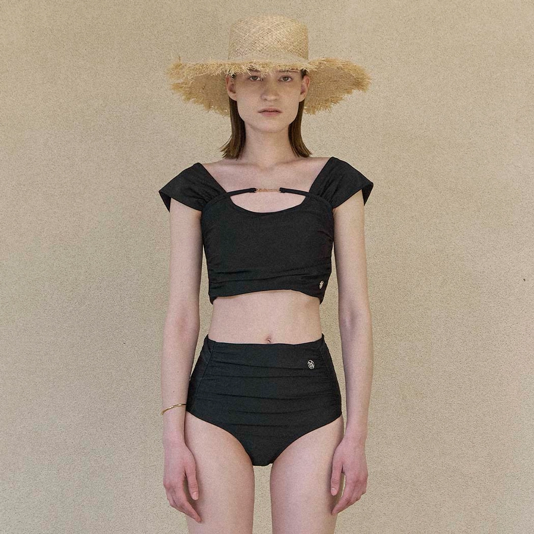 아뜰리에 나인 (SW-810)SWAN SHIRRING SWIM BRA TOP BLACK 상품 이미지 1
