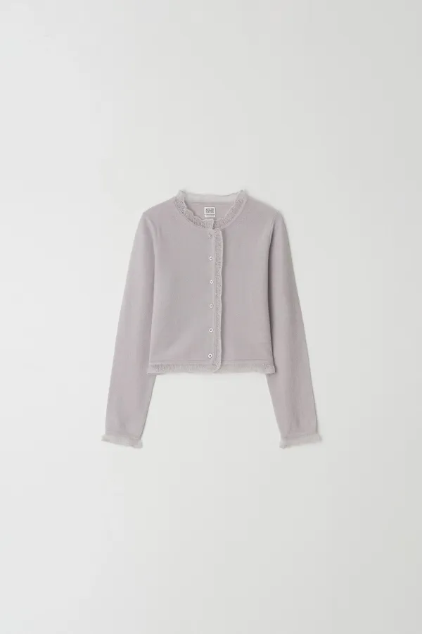 Cashmere Frill Cardigan (light pink)