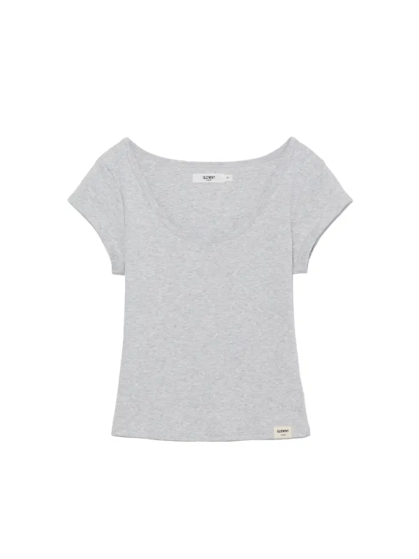[2nd] G DEEP SCOOP TEE (MELANGE GRAY)