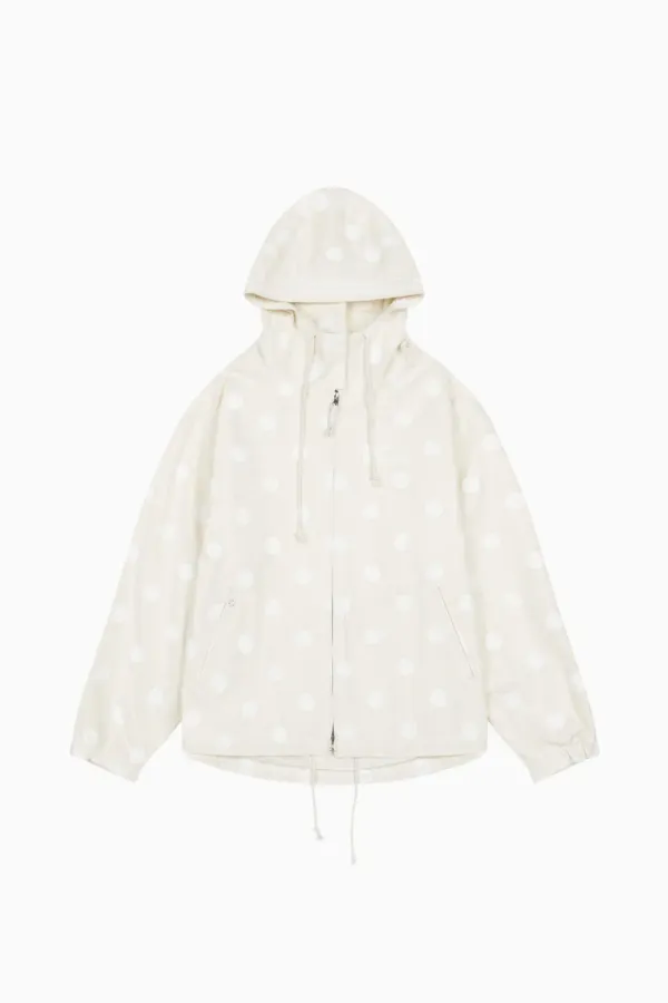SHIRT HOODED ZIP-UP, DOT IVORY
