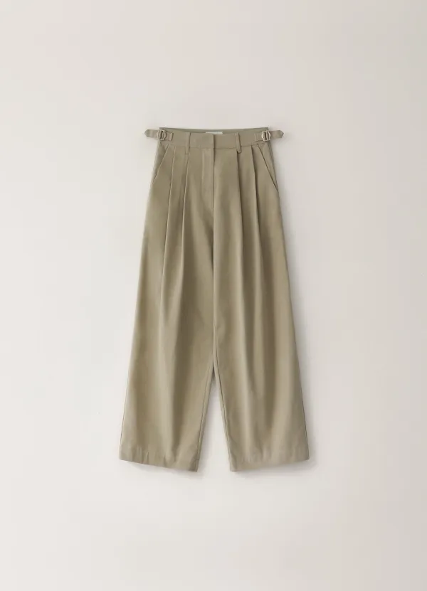 [Refurb] Relaxed Cotton Two-Tuck Pants - Beige
