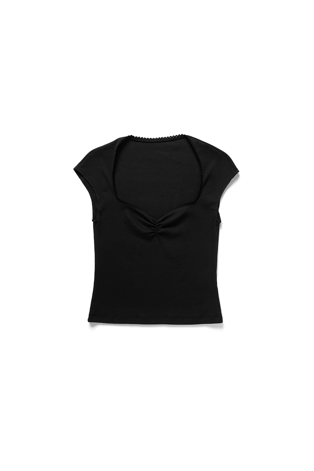 위드아웃썸머 Heart shirring t-shirt_black 상품 이미지 1