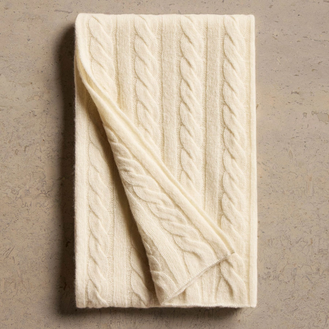 제임스펄스 Lightweight Cashmere Cableknit Scarf - Ivory 상품 이미지 1