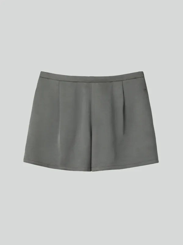 SATIN BACK BANDING SHORTS (STONE GREY)