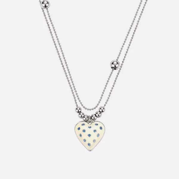 dot heart necklace-ivory