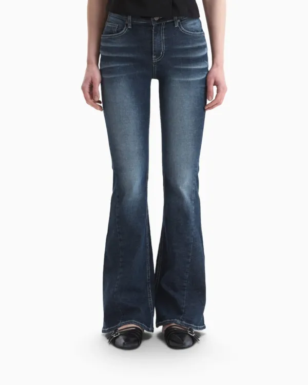 102 CAT WASHING MID-RISE JEANS DEEP BLUE