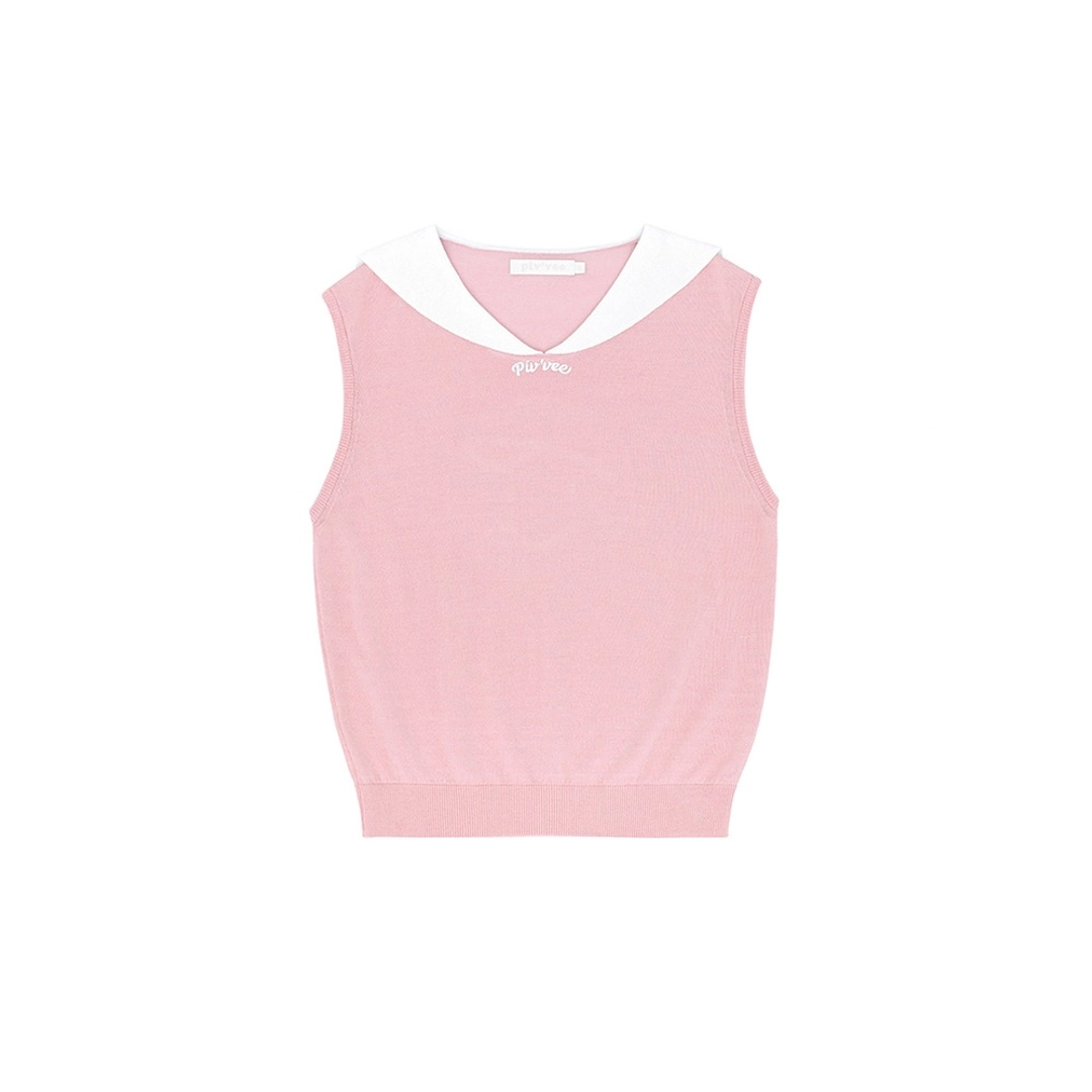 피브비 Giant Smiley Sailor Sleeveless Knit Top (peony pink) 상품 이미지 1