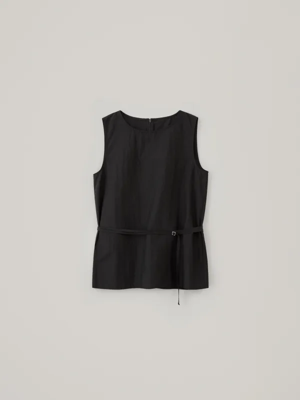 Sheer Strap Sleeveless Top - Black