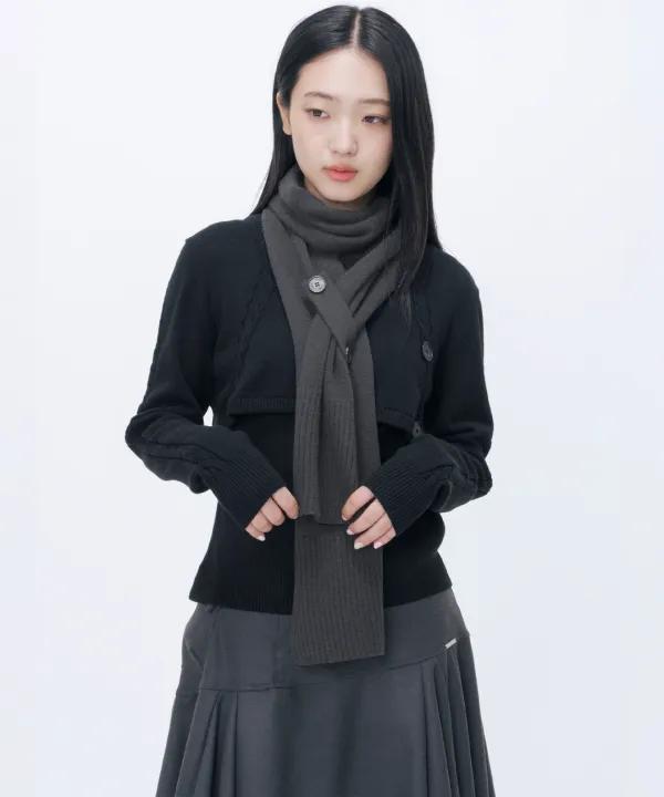 [10월 19일 발매] Belted detail knit muffler GREY