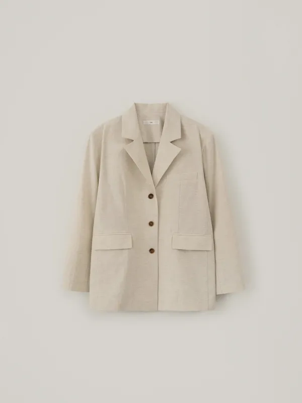 Linen Oversized Jacket - Cream