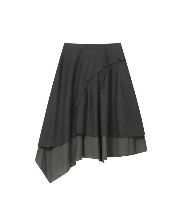 [레이 PICK] Asymmetric line draped skirt CHARCOAL