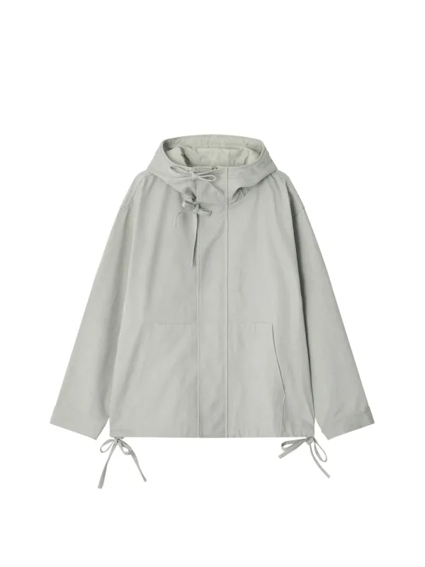 High Neck String Hoodie - Grey