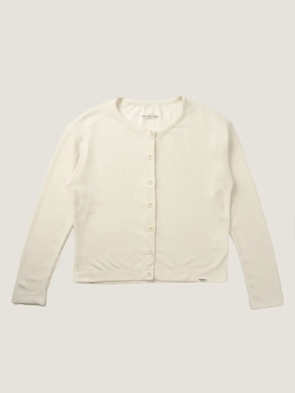 AIRY WAFFLE CARDIGAN [ Cream ]