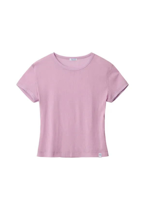 Cotton Mesh Slim Fit T-shirt_Pink