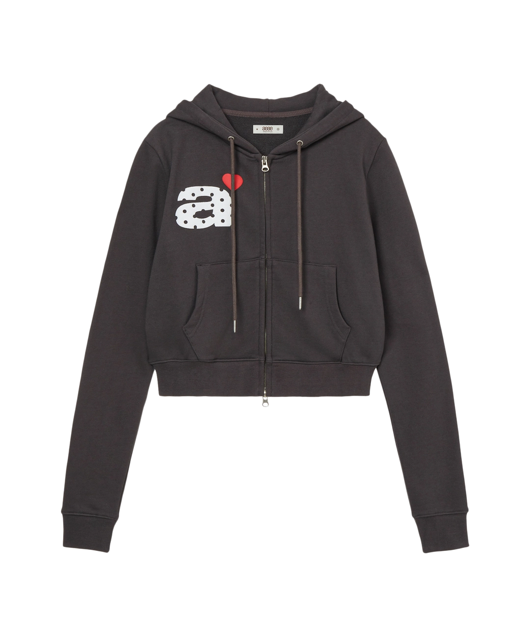 에이이에이이 DOT SMALL LETTER CROP HOOD ZIP UP [CHARCOAL BROWN] 상품 이미지 1